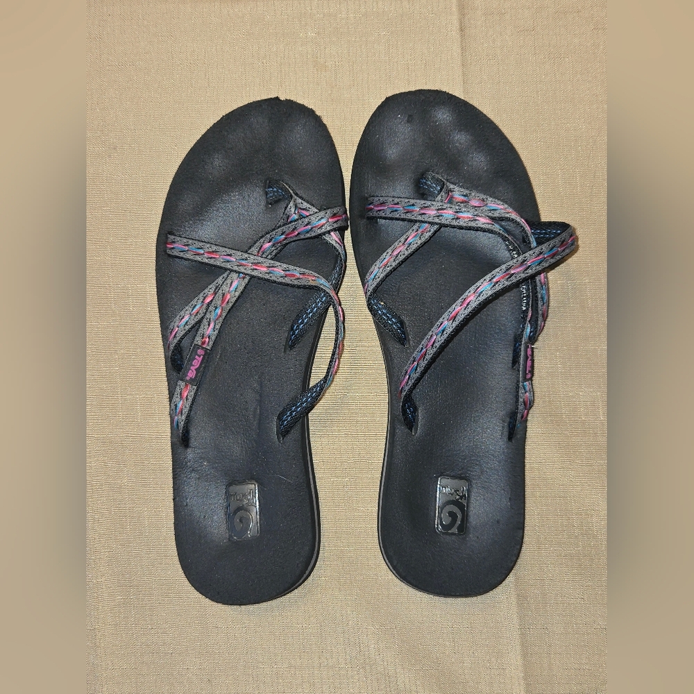 Teva Black Sandals with Multicolor Straps Women's Size 10